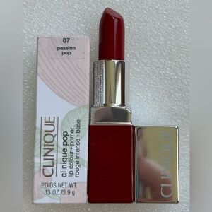 🪭 NEW Clinique POP Lipstick + Primer in PASSION POP FULL Size NIP 🪭